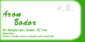 aron bodor business card